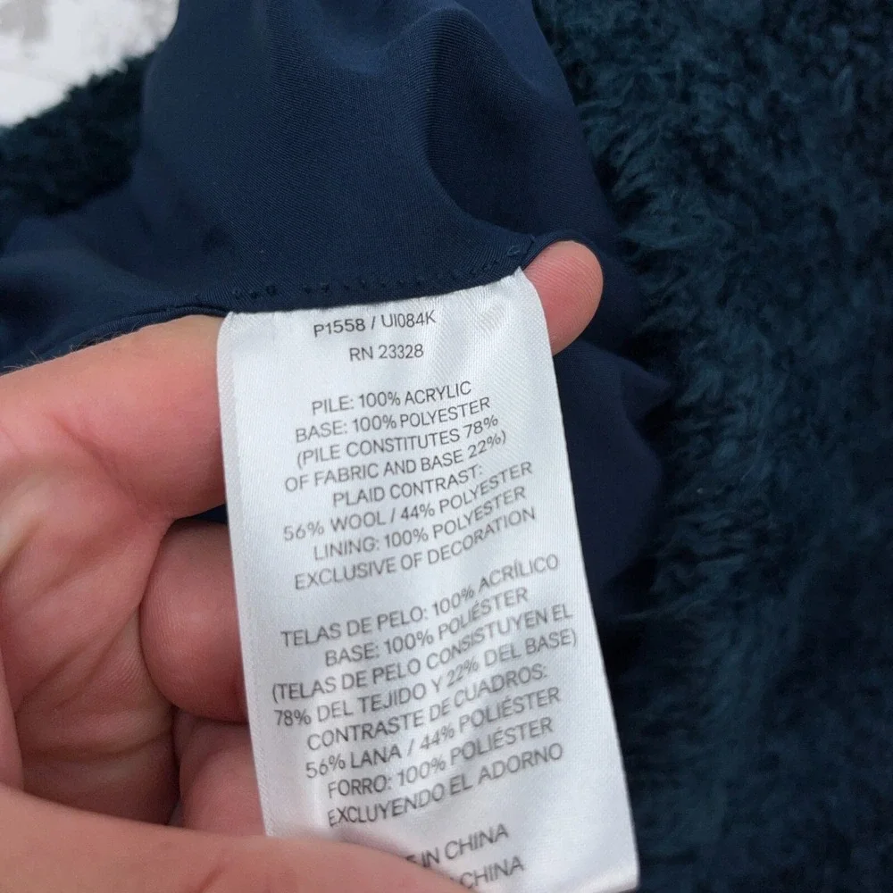 Pendleton‎ Jacket Women Small Blue Green Deep Pile Sherpa Fleece Sport Coat